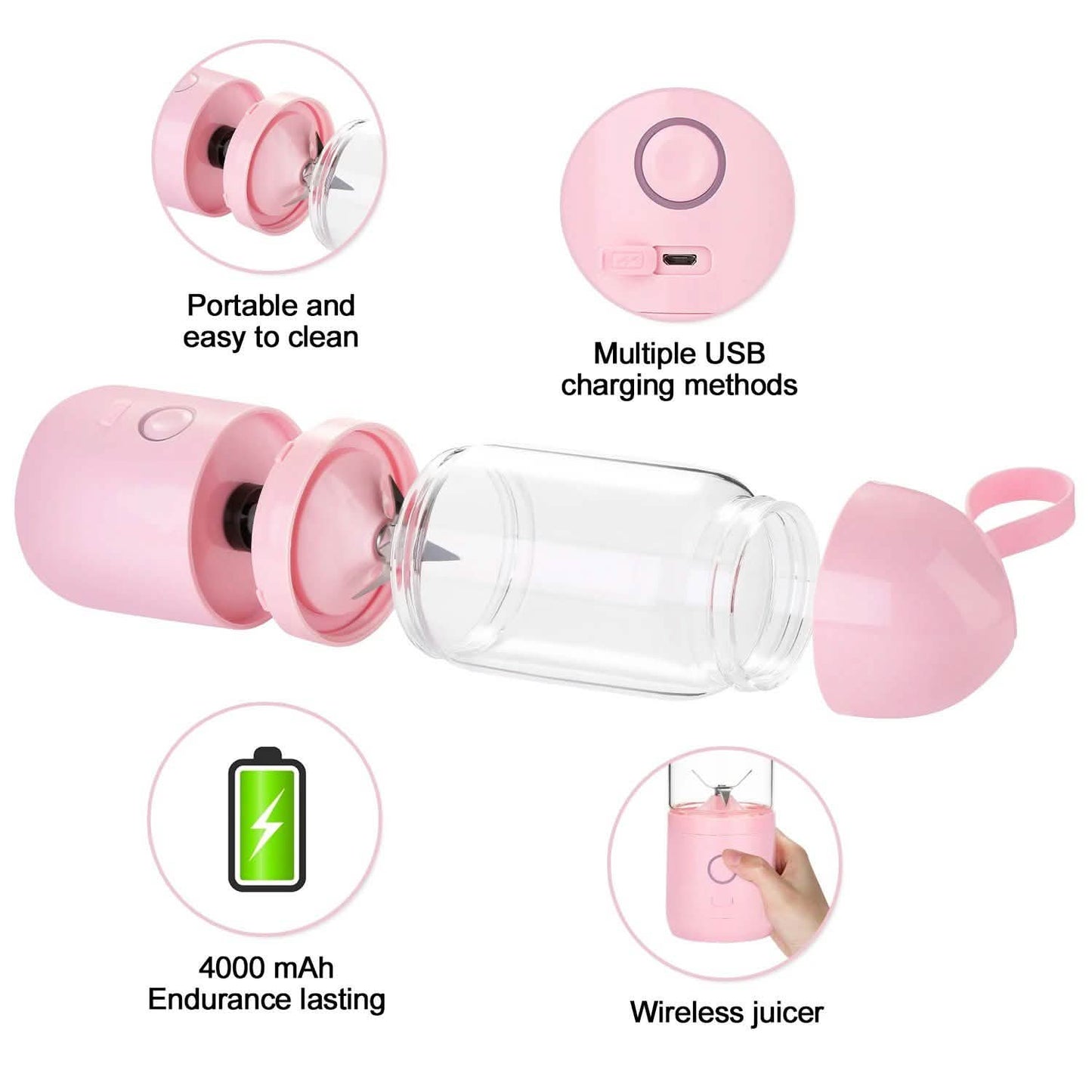 550ML USB Portable Mixer Rechargeable Juicer Fruit Blender Juicer Shaker Bottle DailySale