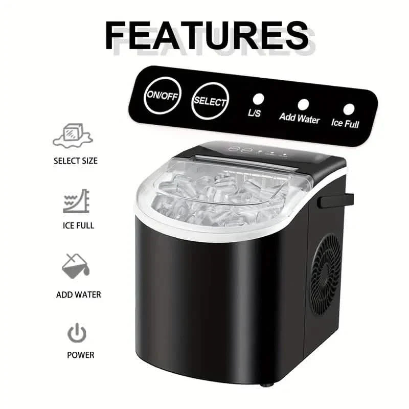 Countertop Portable Ice Maker – 26lb/24h, 9 Cubes/6min, Black DailySale