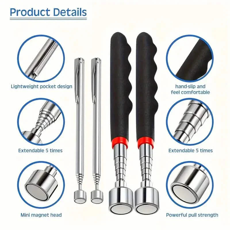 3-in-1 Telescopic Magnetic Grabber Tool – Stainless Steel, Non-Electric DailySale