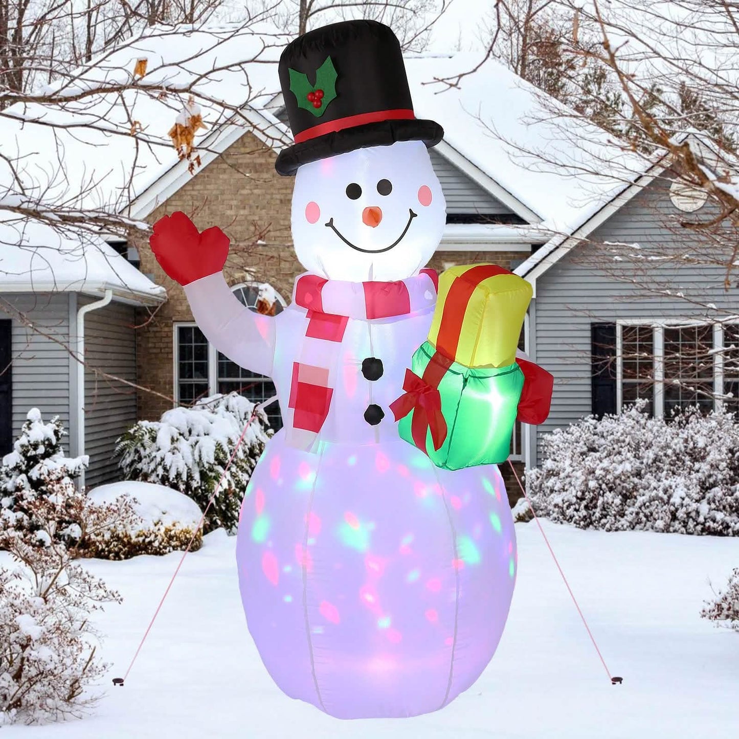 5FT Snowman Inflatable Outdoor Decoration Rotating LED Lights DailySale