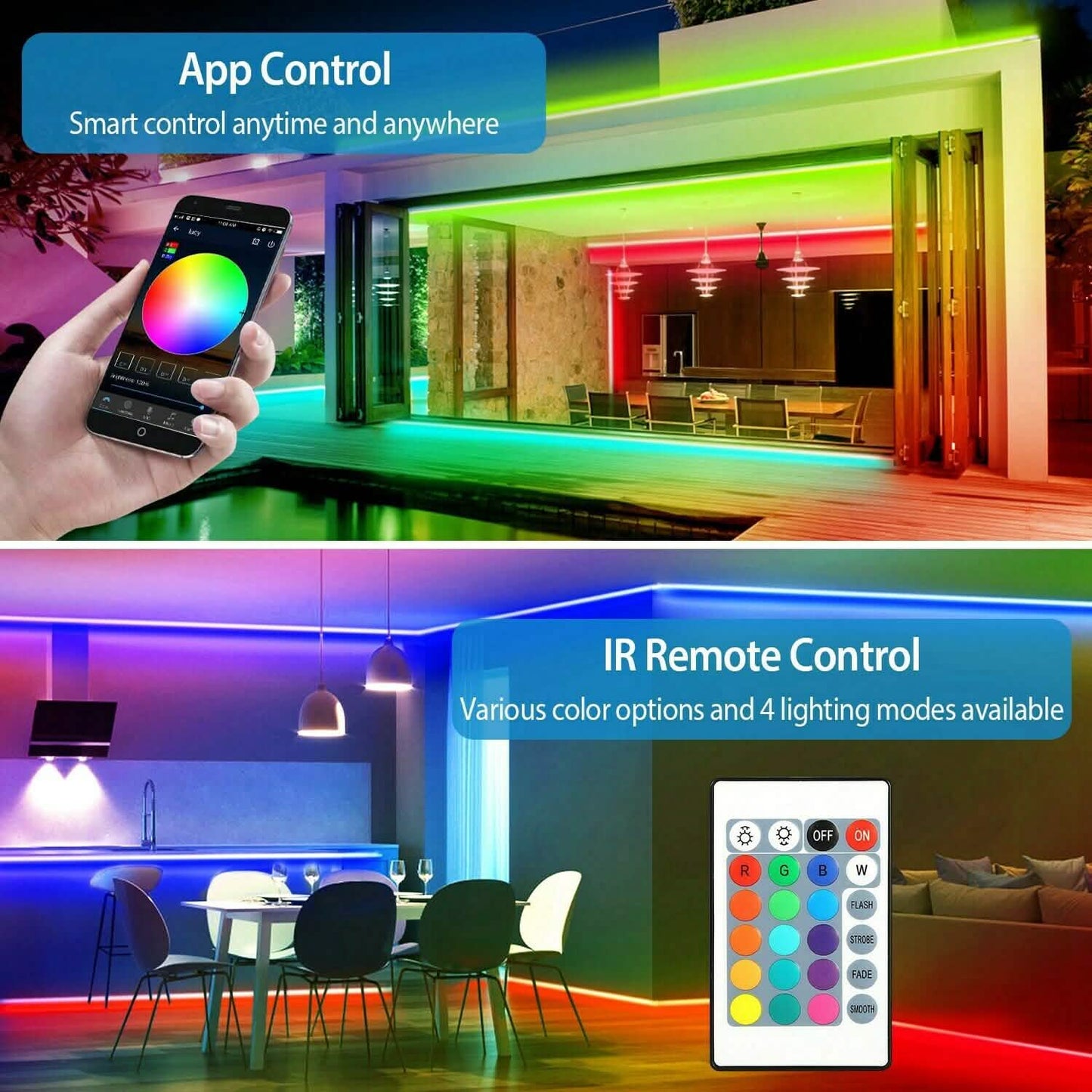 5M LED Strip Light 5050 SMD RGB Waterproof Smart WIFI IR APP Controller DailySale