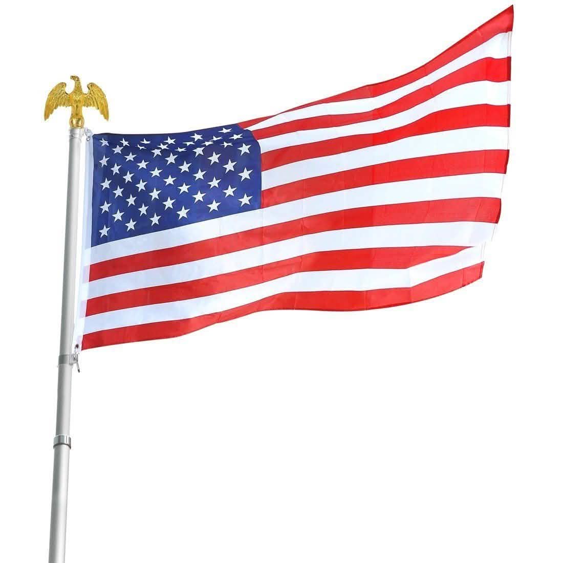 6-Foot Deluxe U.S. Flag Pole Set with Golden Eagle Top by Americana DailySale