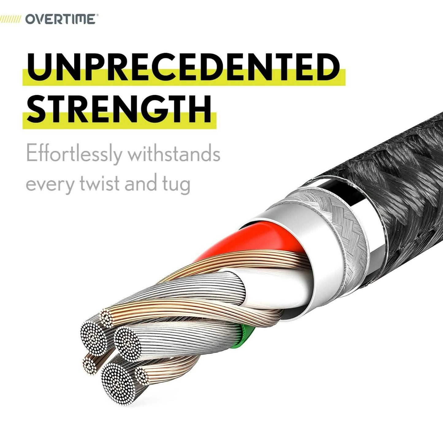 6 Ft. Overtime USB Type C Premium Braided Cable Fast Rapid Charging USB Cable Black DailySale
