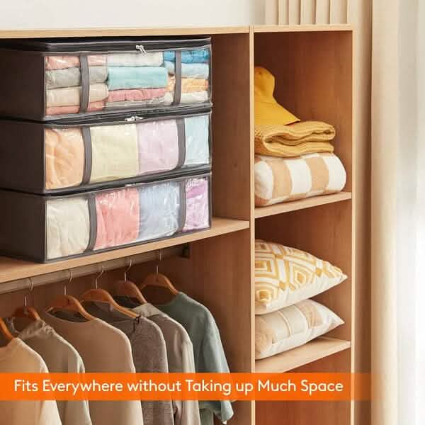 6-Pack: 40L Foldable Clothing Storage Bags with Front Clear Window DailySale