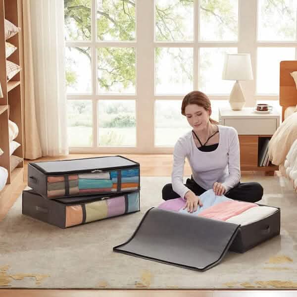 6-Pack: 40L Foldable Clothing Storage Bags with Front Clear Window DailySale
