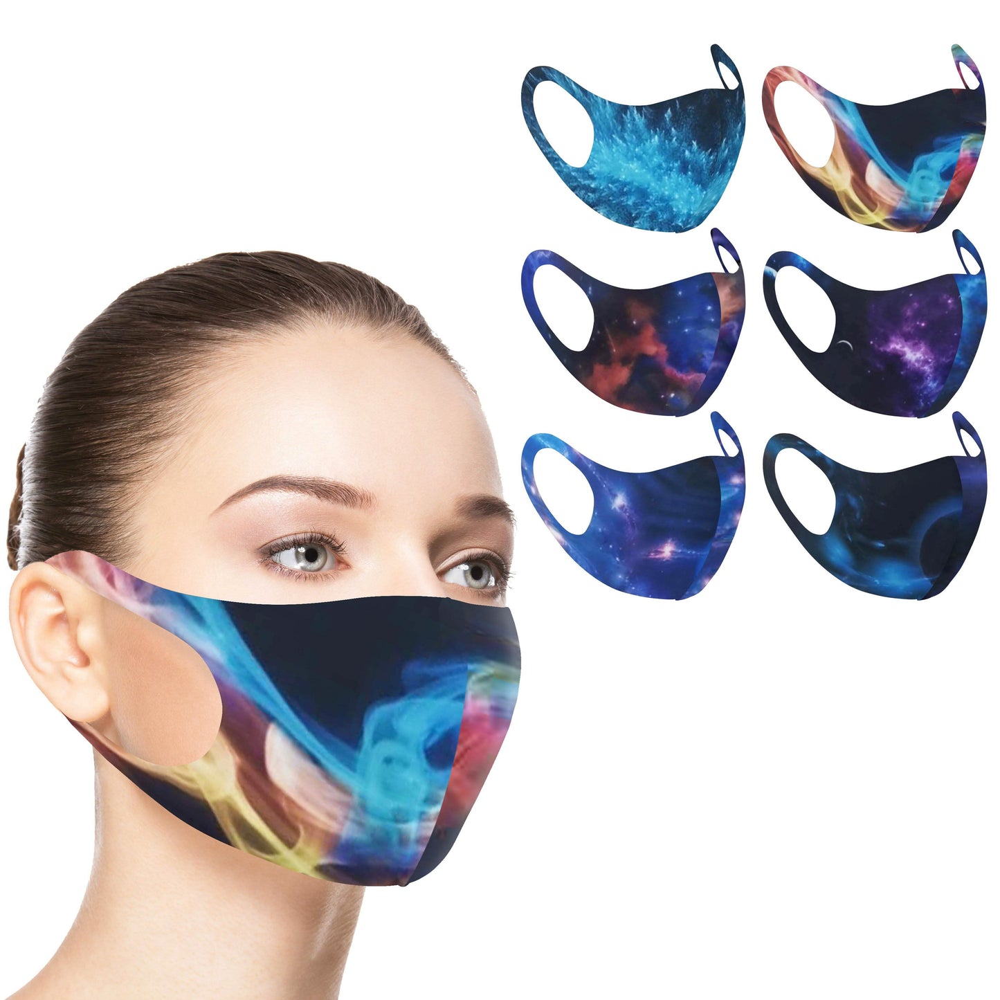 6-Pack: Fun Cosmic Design Print Masks DailySale