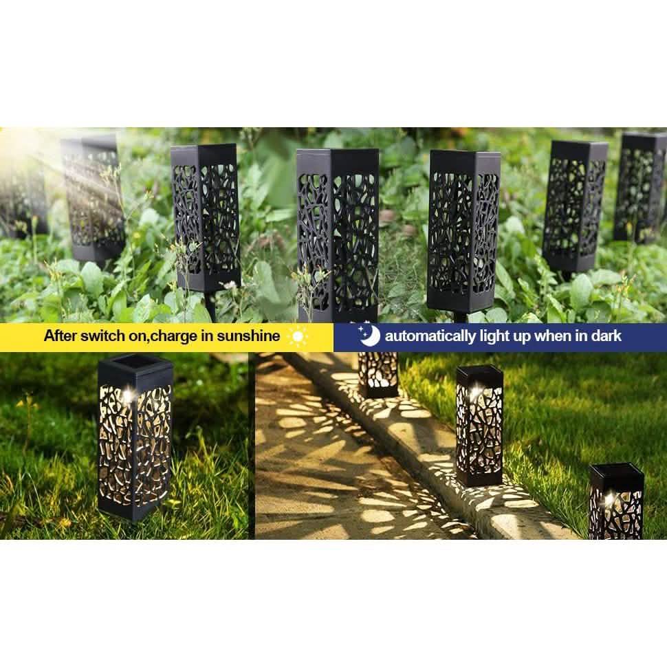 6-Pack: Outdoor Solar Light Powered Garden Pathway Lights Waterproof Hollow with Ground Spike DailySale