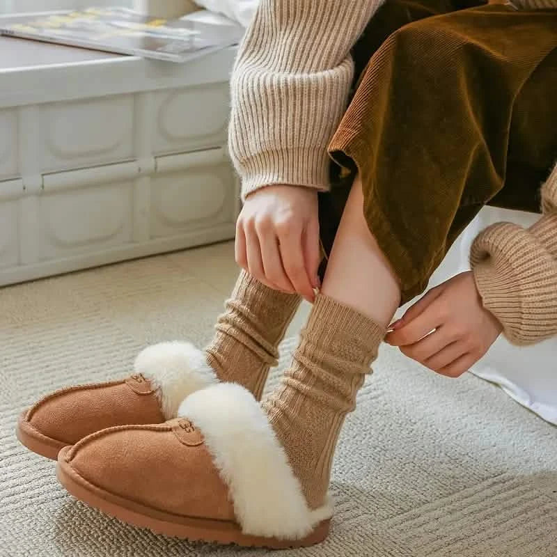 6-Pairs: Thick & Warm Cream Color Sock DailySale