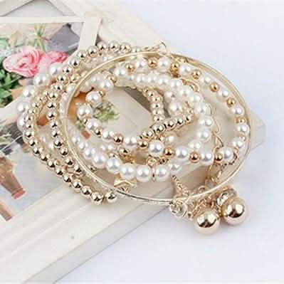 6-Piece: Multi Layer Pearl Bracelet Set DailySale