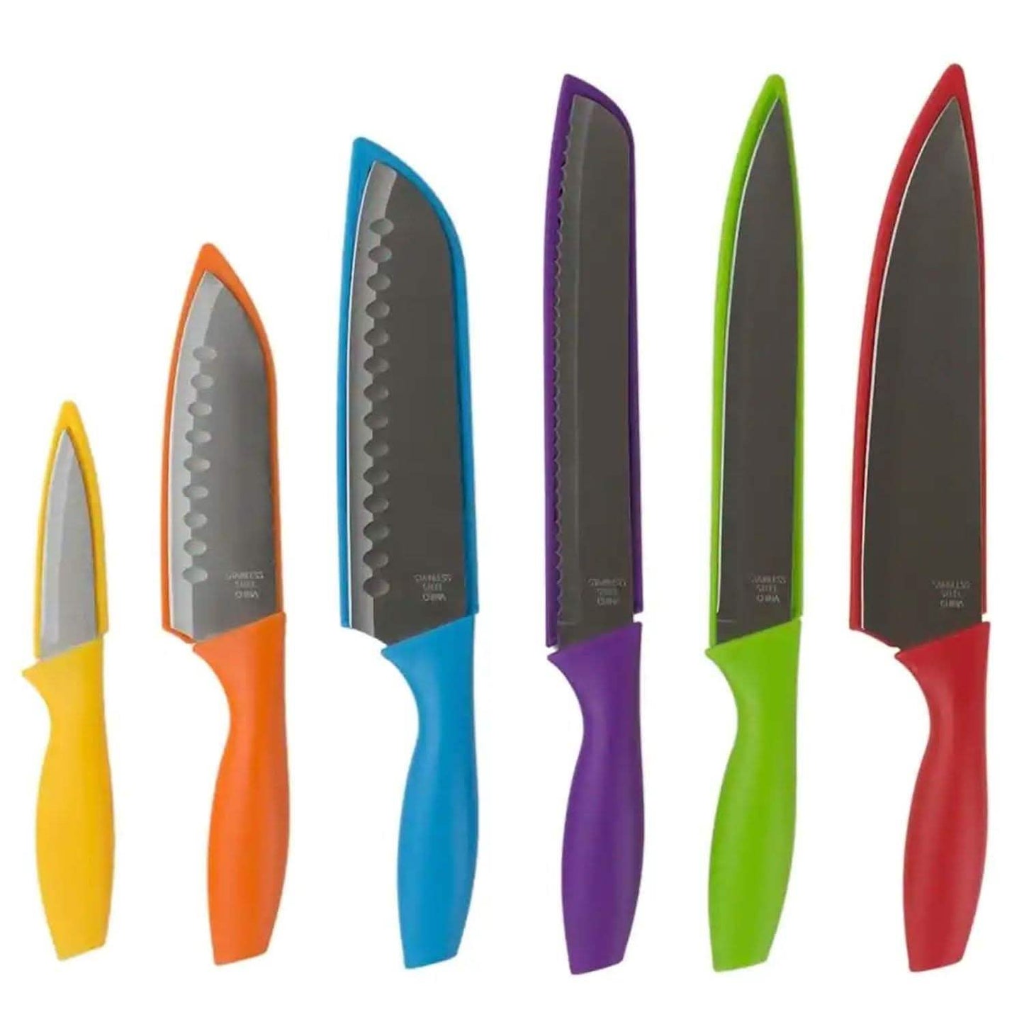 6-Piece Set: Sazon Stainless Steel Knife and Colorful Slip Covers DailySale
