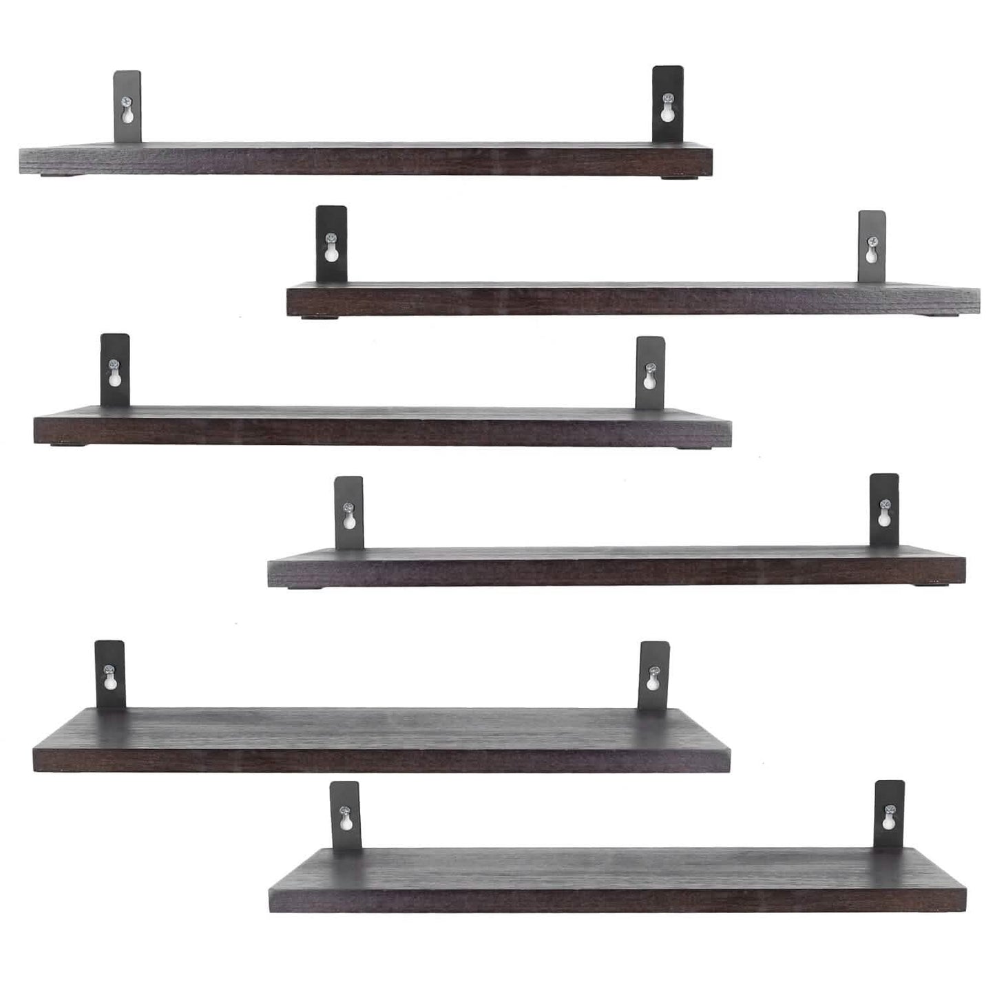 6-Piece Set: Wall Mounted Shelve Wood Storage Metal Bracket Display DailySale