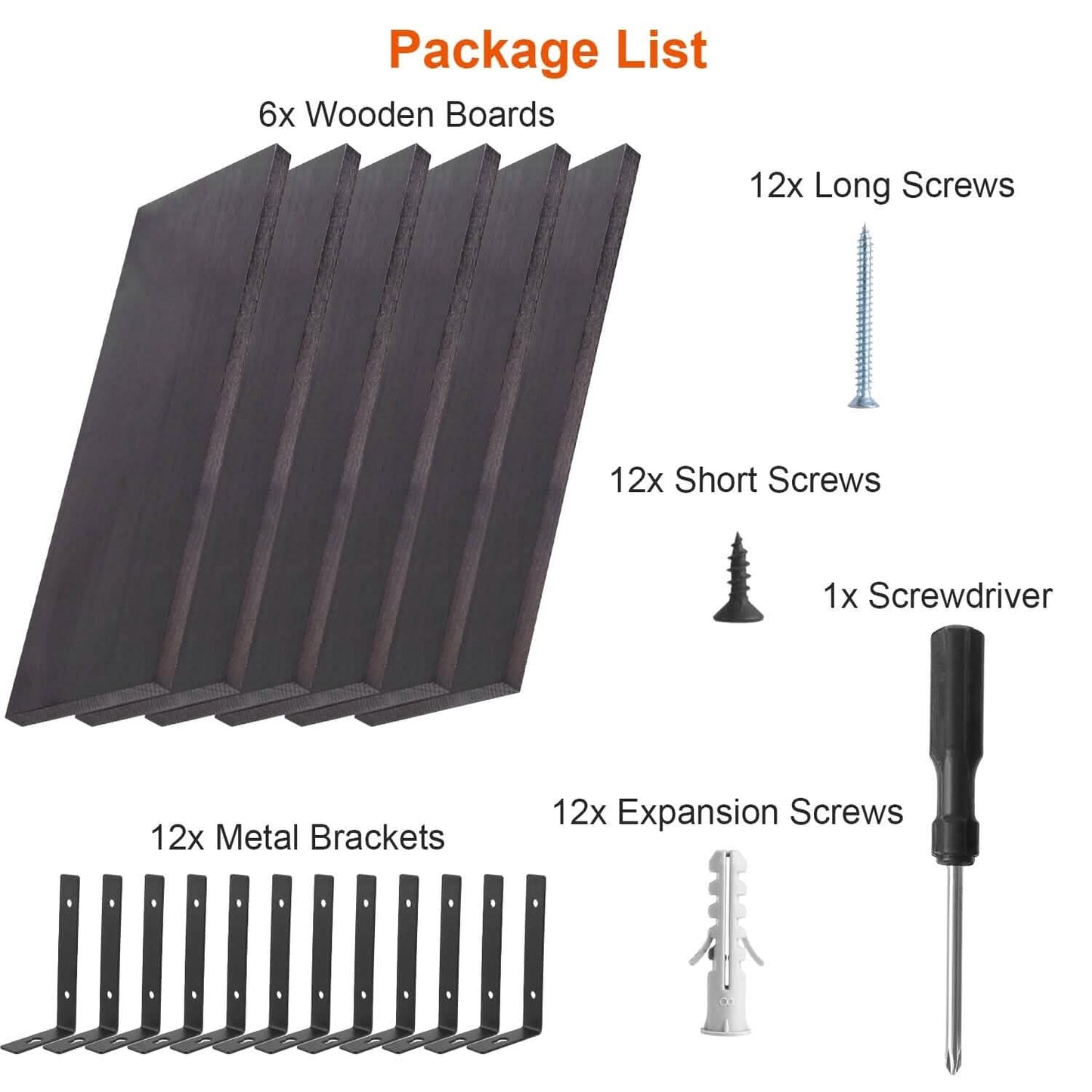 6-Piece Set: Wall Mounted Shelve Wood Storage Metal Bracket Display DailySale