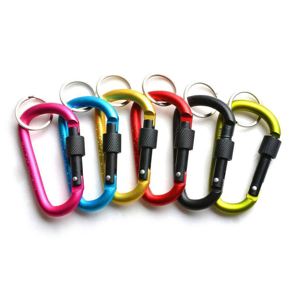 6-Pieces: D-Ring Screw Locking Carabiner Hook Clip Aluminum Camping Keychain DailySale