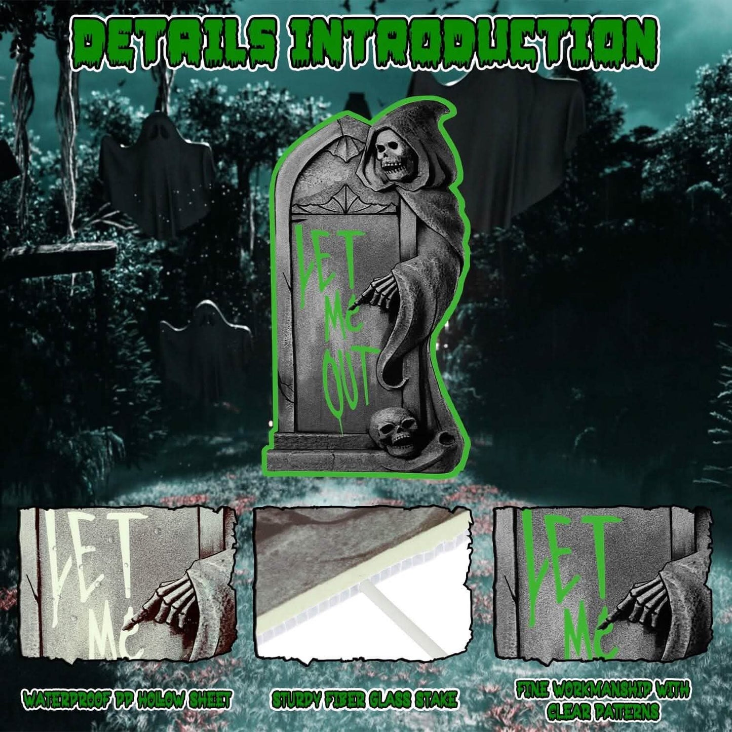 6-Pieces: Glow in the Dark Halloween Yard Sign Decorations with 12 Stakes DailySale