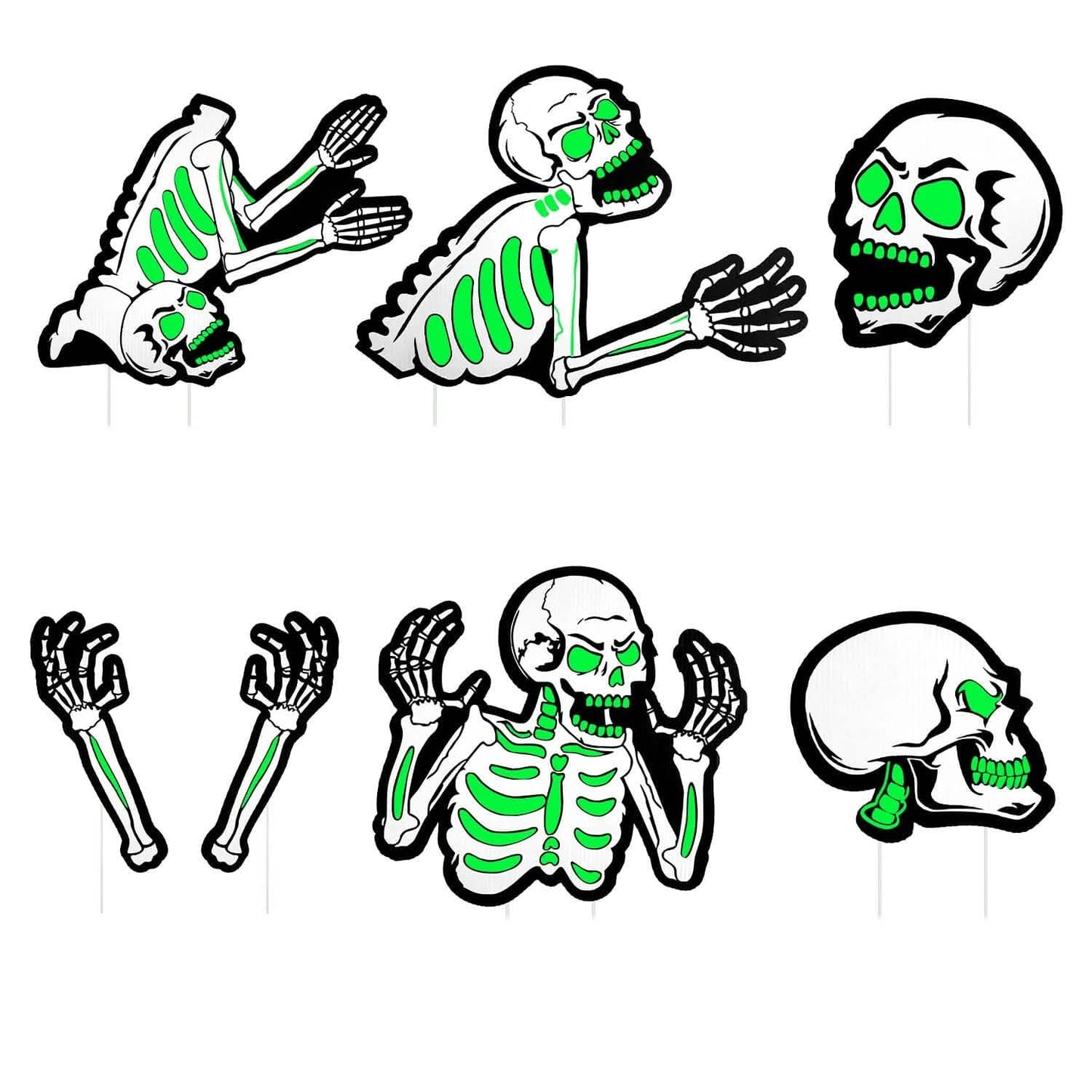 6-Pieces: Glow in the Dark Halloween Yard Sign Decorations with 12 Stakes DailySale