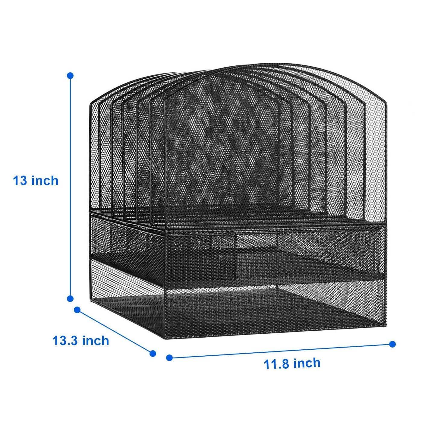 6 Trays 2 Tier Mesh Desk File Sorter Organizer Office Document Holder with Drawer DailySale