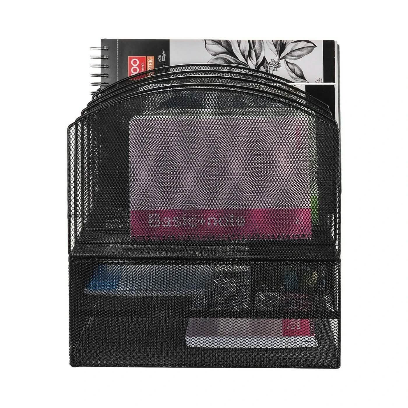 6 Trays 2 Tier Mesh Desk File Sorter Organizer Office Document Holder with Drawer DailySale