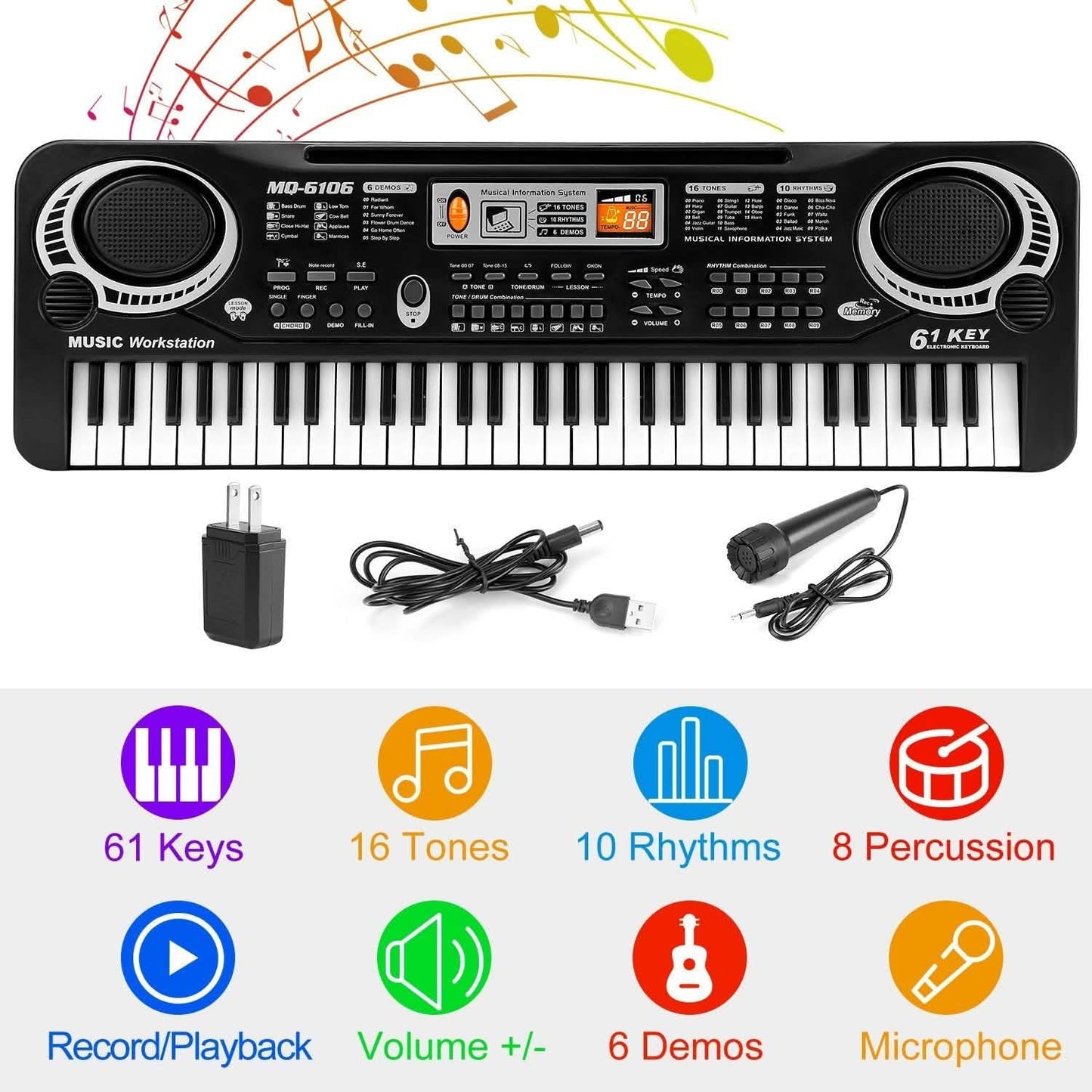 61 Keys Digital Music Electronic Keyboard DailySale
