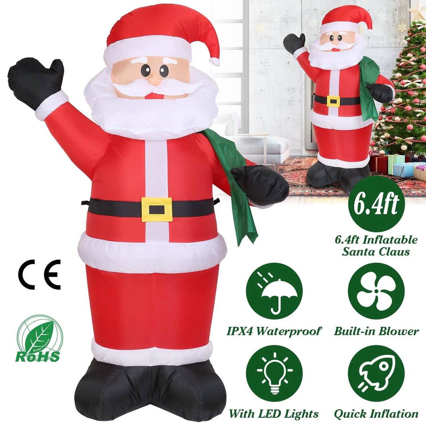 6.4ft Inflatable Christmas Giant Santa Claus DailySale
