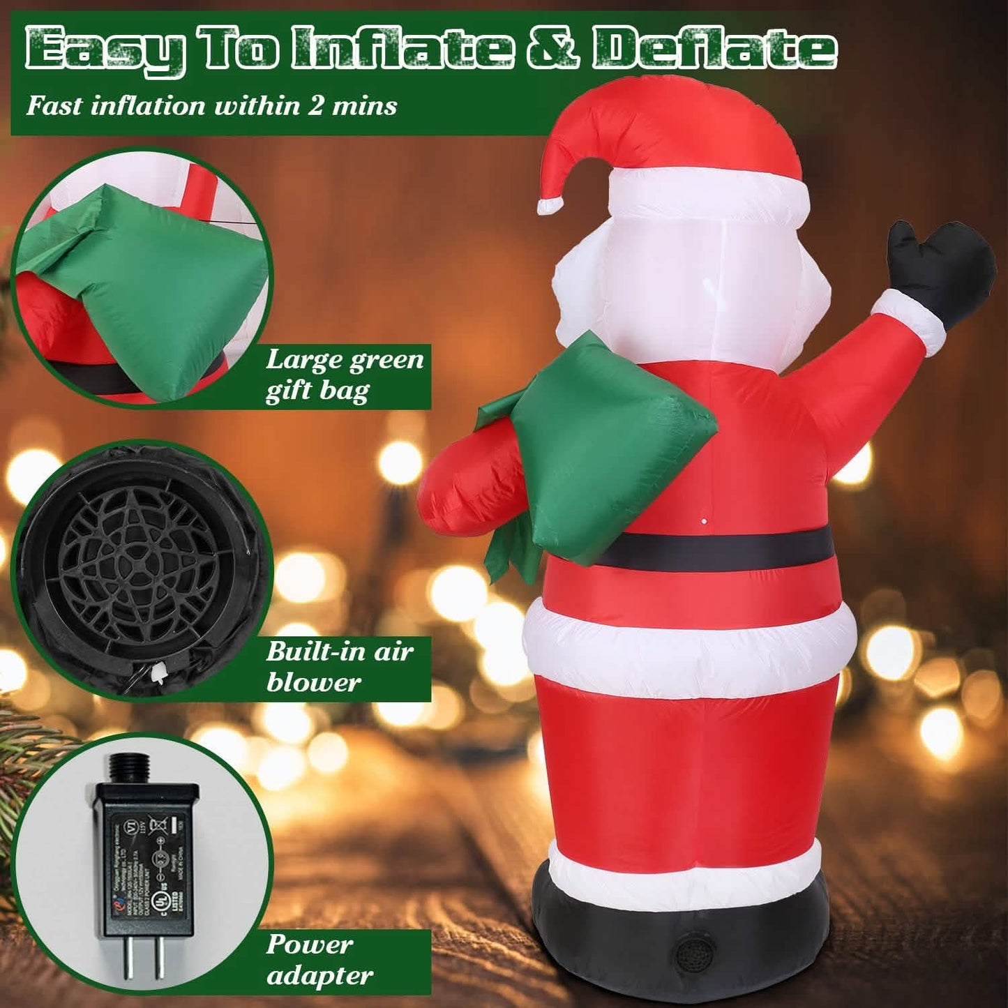 6.4ft Inflatable Christmas Giant Santa Claus DailySale