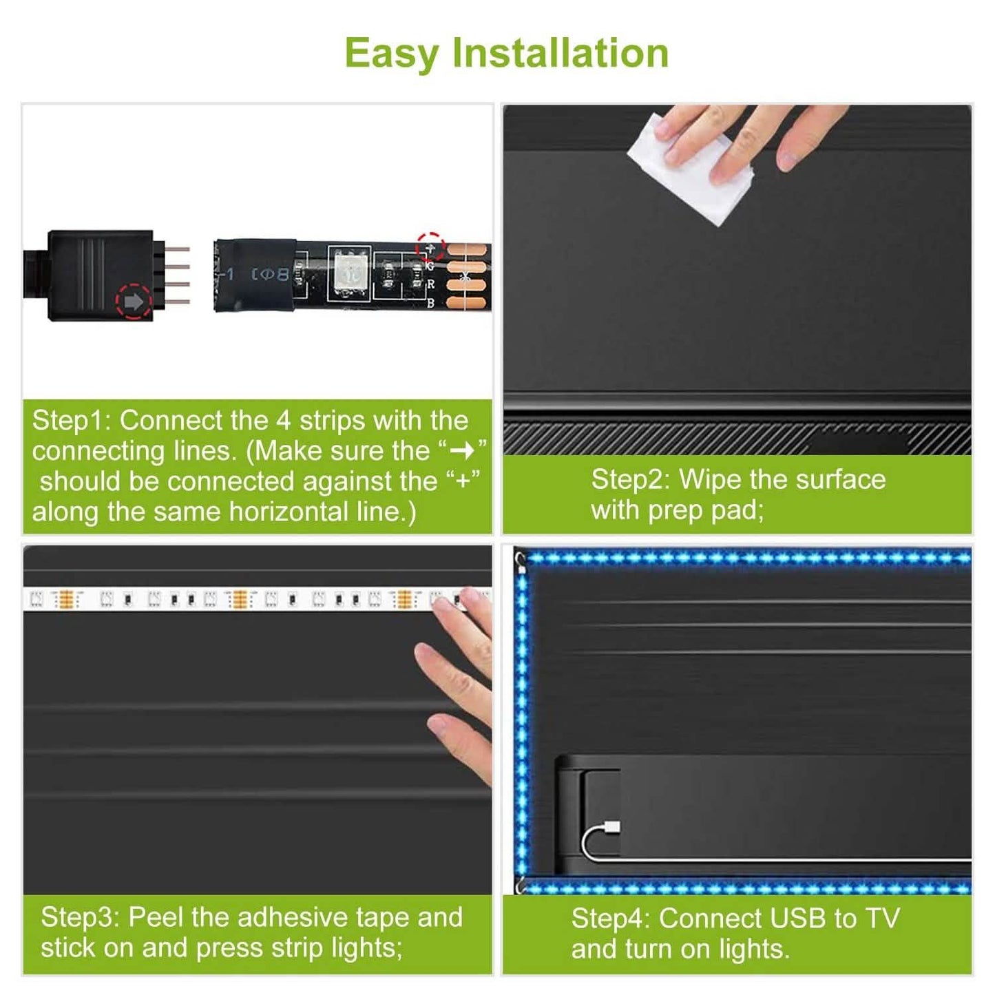 6.56ft TV LED Backlight RGB Strip Light USB Monitor Lighting DailySale