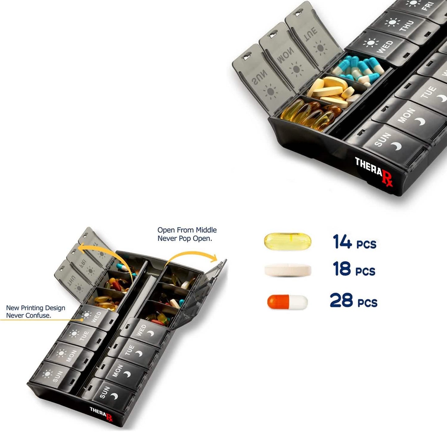 7-Day Push Button Pill, Medicine, Vitamin Organizer with AM/PM Large Compartments DailySale