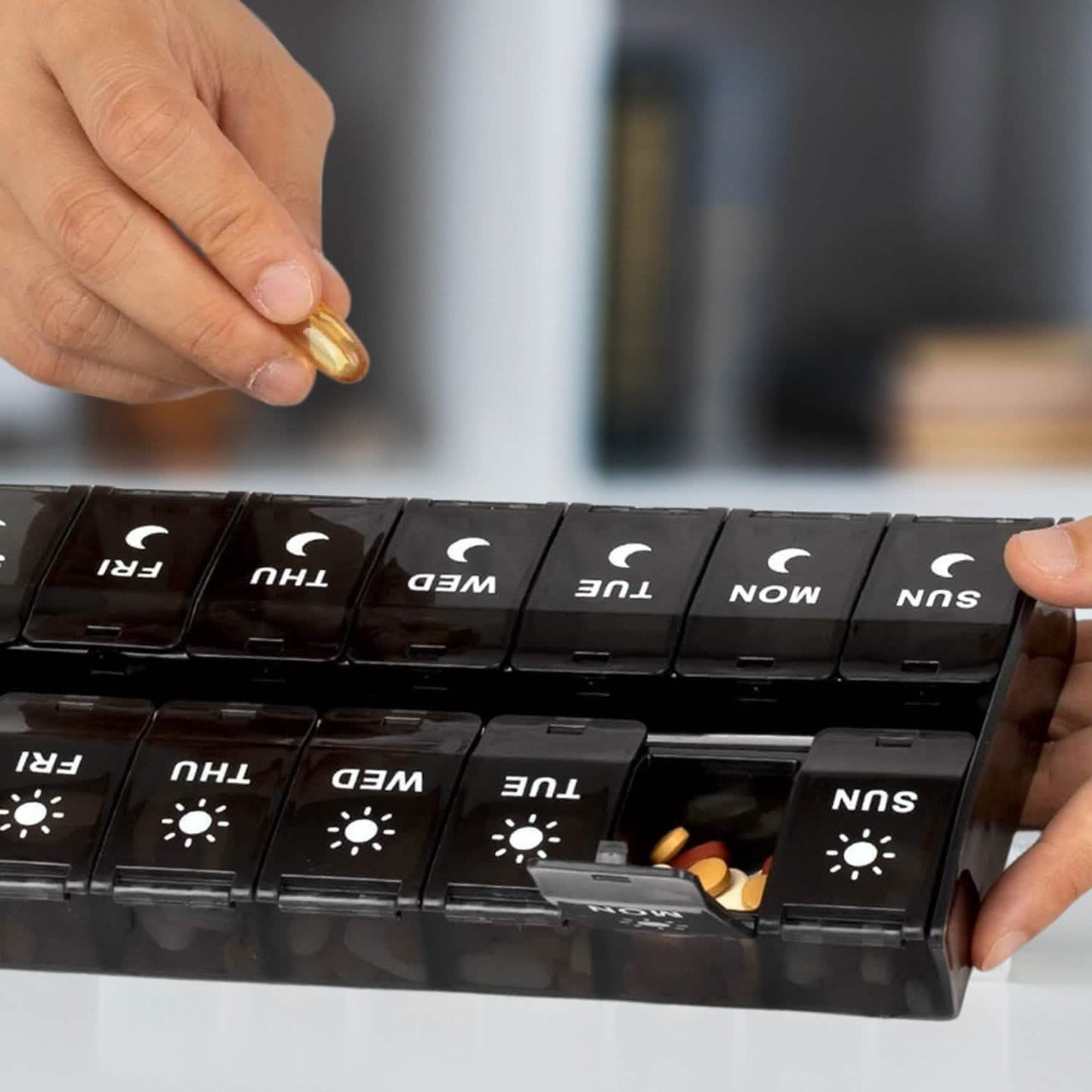 7-Day Push Button Pill, Medicine, Vitamin Organizer with AM/PM Large Compartments DailySale