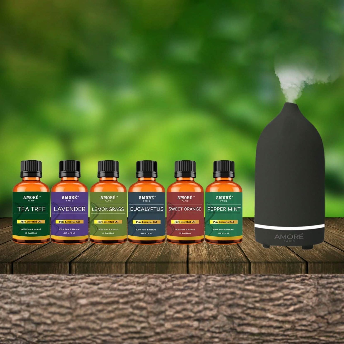 7-Piece: Ceramic Ultrasonic Aromatherapy Essential Oil Diffuser With Essential Oils DailySale
