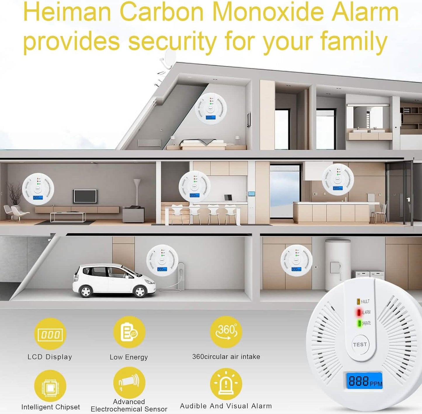 Portable Carbon Monoxide Detector – Battery-Operated CO Alarm DailySale