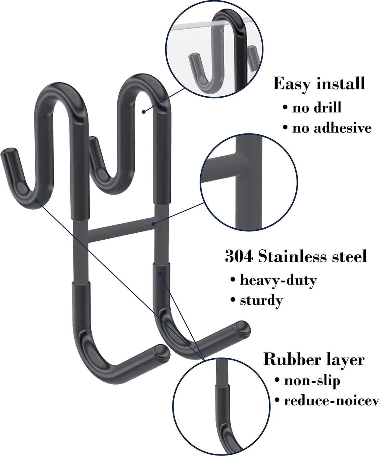 Rust-Resistant Door Mount Shower Hook – Strong Multifunctional Hanging Hook DailySale