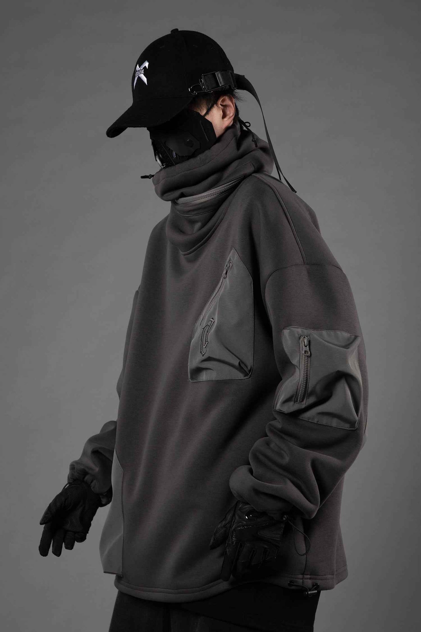 HiH33 Grey Utility Hoodie