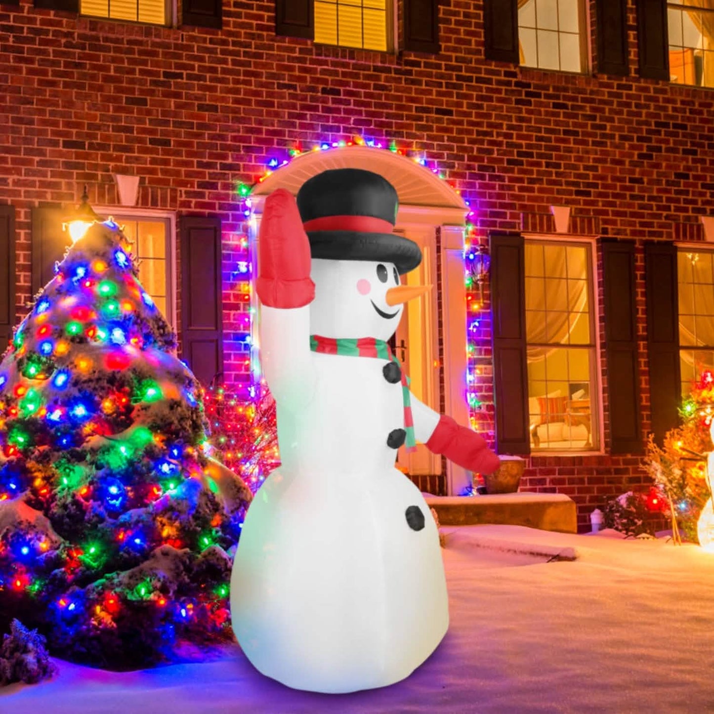 7.9ft Christmas Inflatable Giant Snowman Blow Up with LED Lights Hat Scarf DailySale