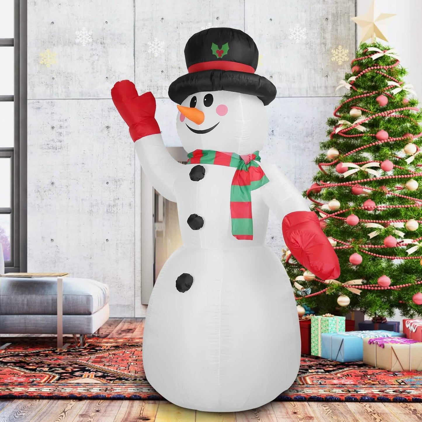 7.9ft Christmas Inflatable Giant Snowman Blow Up with LED Lights Hat Scarf DailySale