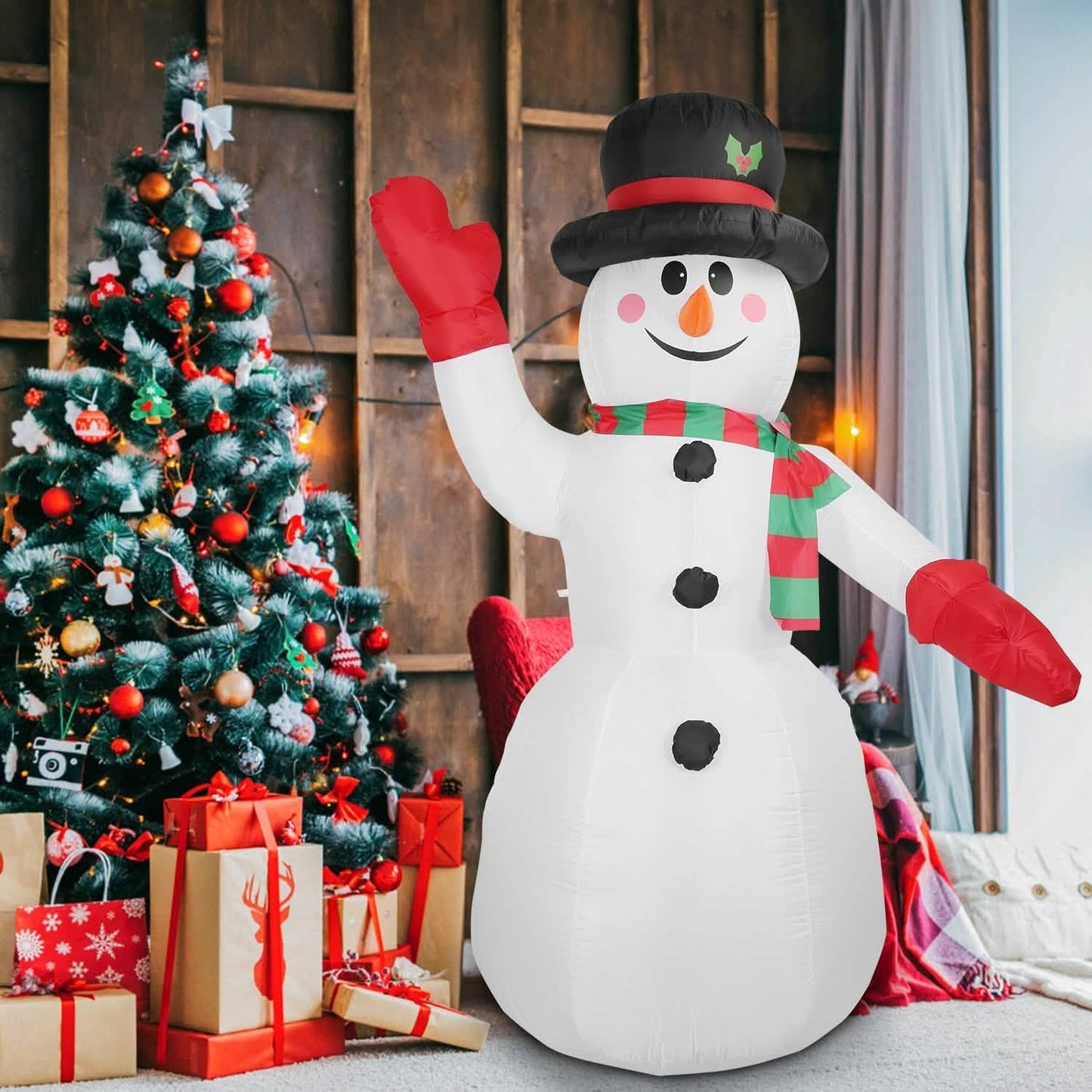 7.9ft Christmas Inflatable Giant Snowman Blow Up with LED Lights Hat Scarf DailySale