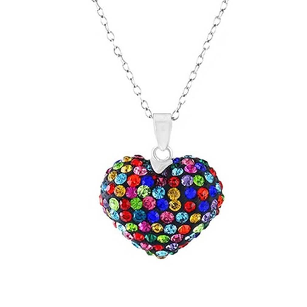 Bubble Heart Pendant in Solid Sterling Silver Made with Swarovski Elements DailySale