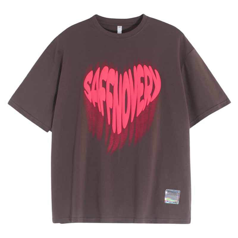 Pink Heart Y2K Graphic T-Shirt - Retro Cyber-Core Oversized Tee | LuxuryUrbanwear - Luxuryurbanwear