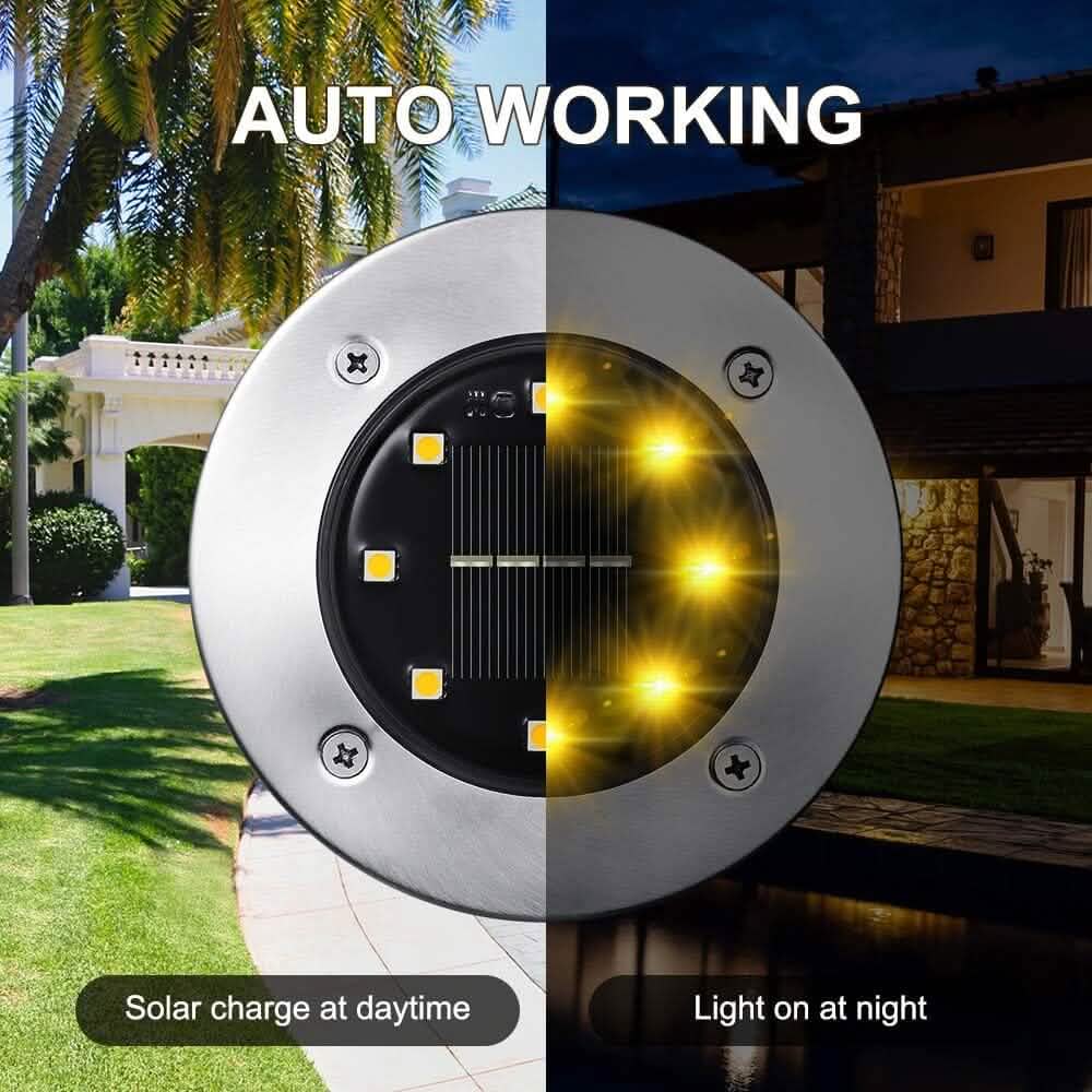 8-Pack: 8 LED Solar Disk Lights Waterproof Garden In-ground Pathway Lights DailySale