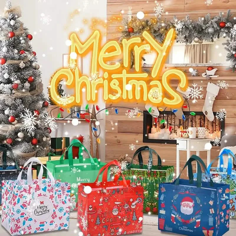 8-Pack: Large Christmas Gift Bags with Handles - Reusable Non-Woven Tote Bags DailySale