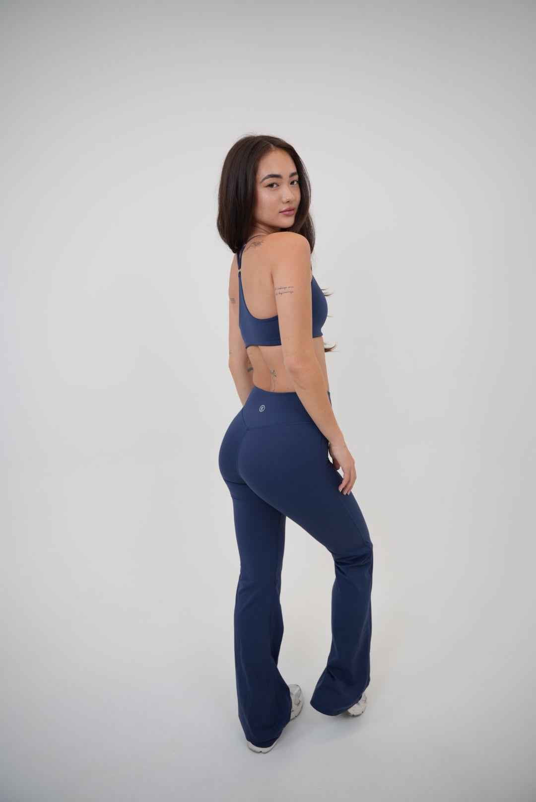 I Live in Luxury Navy Blue Flare Pant