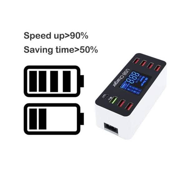 8A40W Charger Adapter Type C Hubs Quick Charge 3.0 USB Multi Port USB Charger Dock Station LCD Display with Smart Identification DailySale