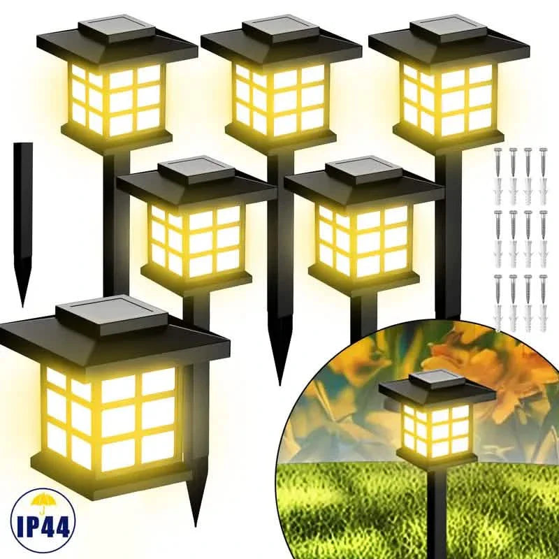 6-Pack: Solar Outdoor Path Lights Warm Light LED, 600mA, Waterproof DailySale