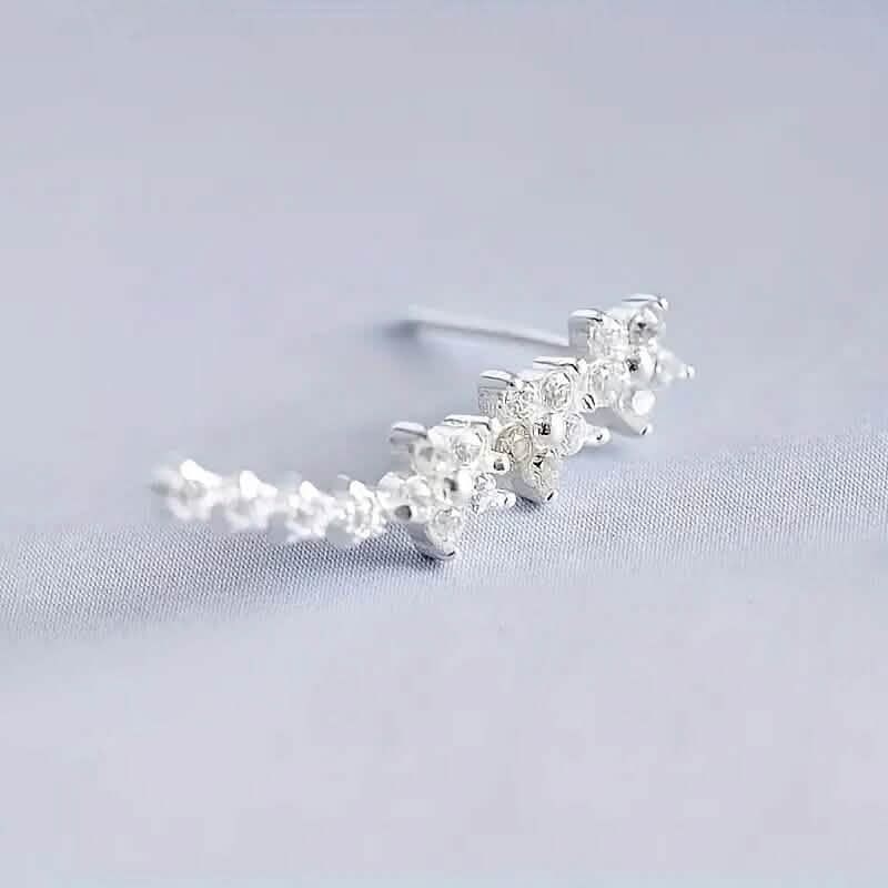 925 Silver Climber Earrings with Hypoallergenic Synthetic Cubic Zirconia DailySale