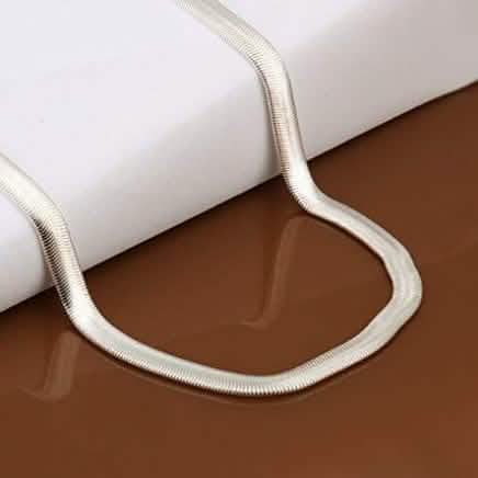 .925 Solid Sterling Silver Flat Snake Link Chain DailySale