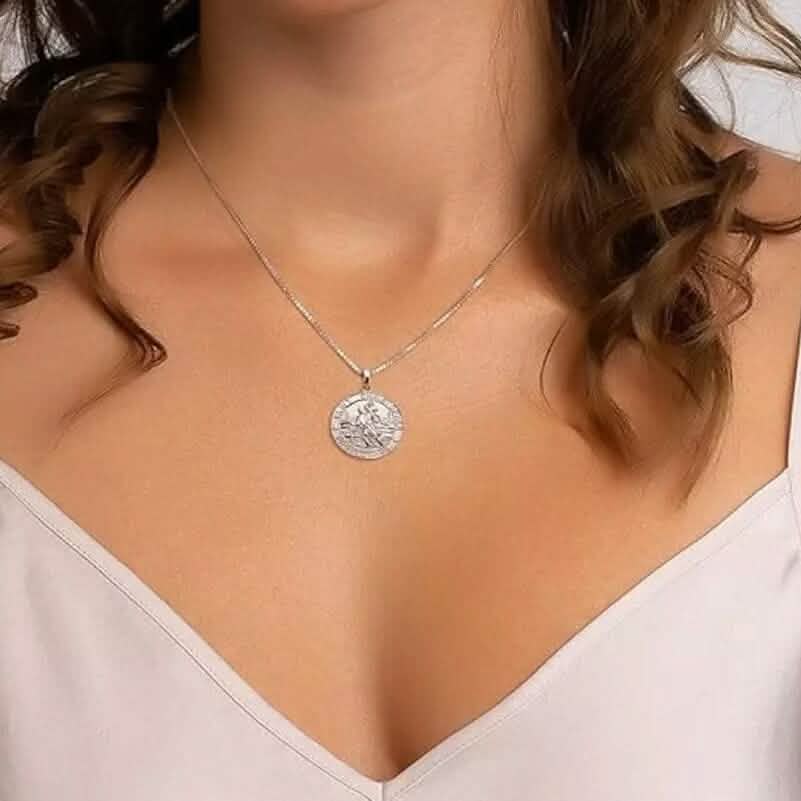 925 Sterling Silver 20MM Saint Christopher Religious Pendant Necklace DailySale