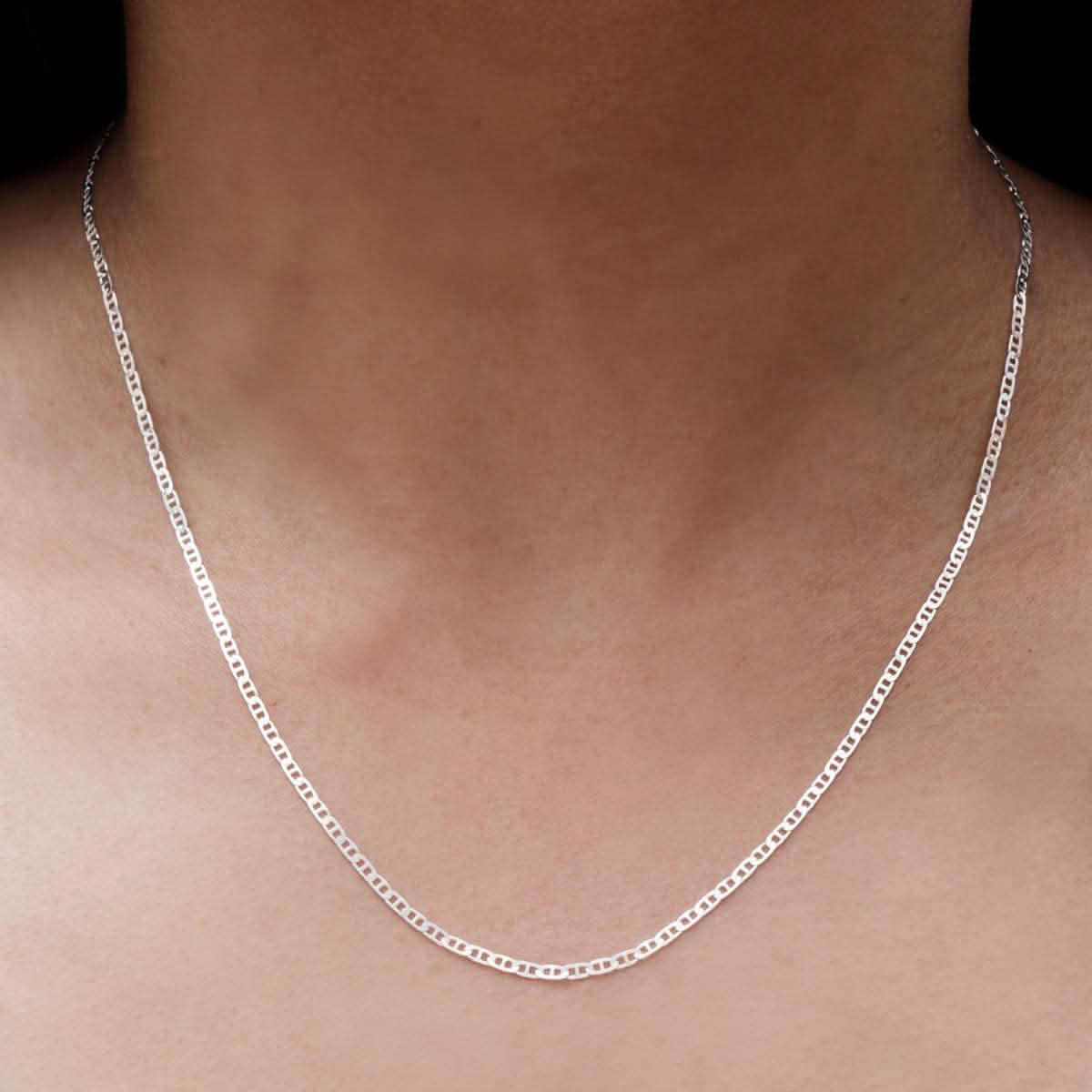 925 Sterling Silver 2mm Marina Link Chain Necklace DailySale