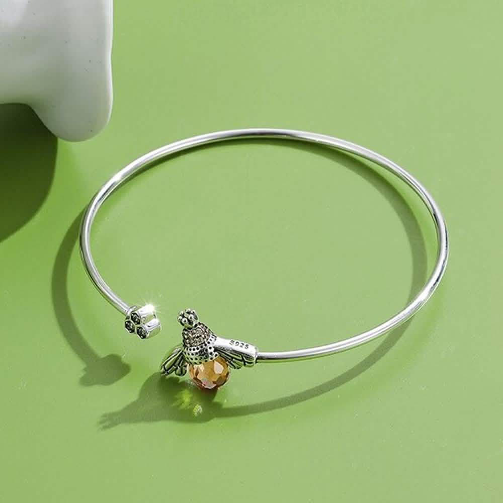925 Sterling Silver Bee Shape Cubic Zirconia and Austria Crystal Cuff Bracelet DailySale