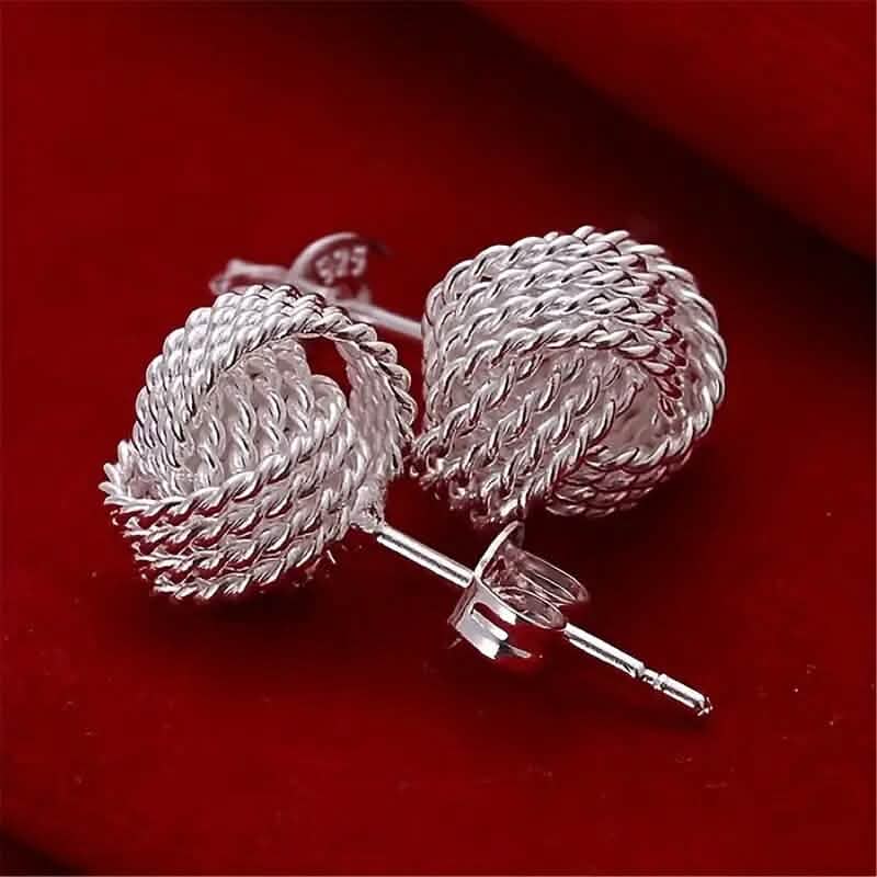 925 Sterling Silver Braided Ball Earrings DailySale