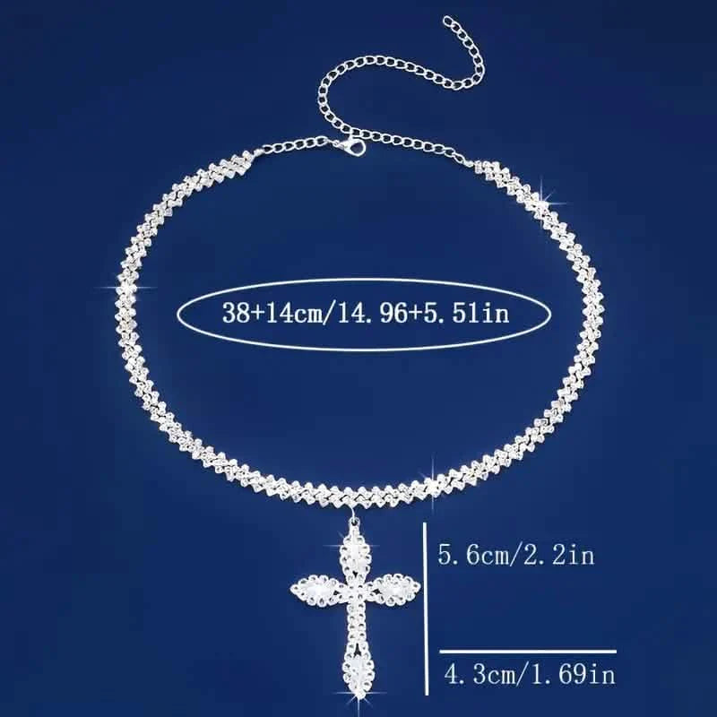 925 Sterling Silver Cross Pendant Necklace with Sparkling Rhinestone Embellishments DailySale