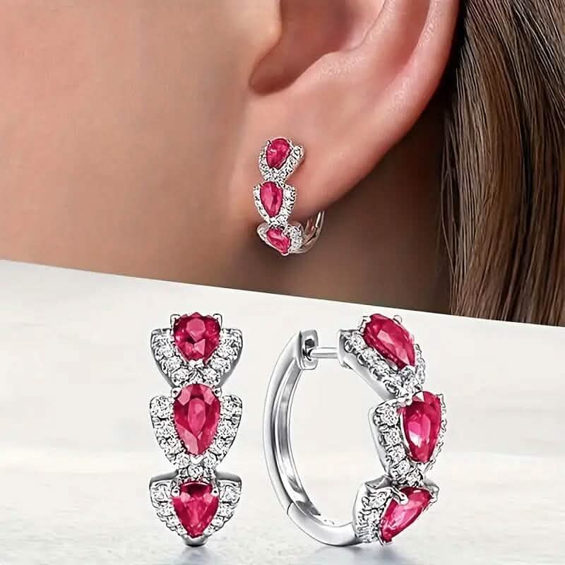 925 Sterling Silver Hoop Earrings with Synthetic Cubic Zirconia DailySale