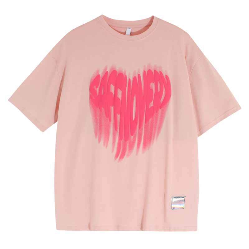 Pink Heart Y2K Graphic T-Shirt - Retro Cyber-Core Oversized Tee | LuxuryUrbanwear - Luxuryurbanwear